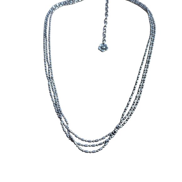 Vintage 3 Strand Silvertone Chain Necklace Lobster Clasp Closure 17 - 20 inches - Picture 3 of 5